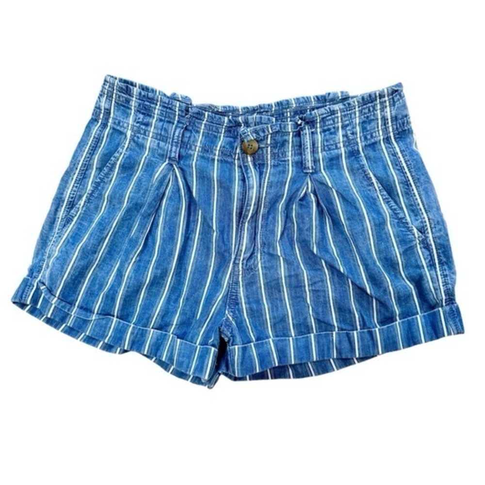 American Eagle Chambray Preppy Festival Lightweight Stripes Cuffed Shorts 4